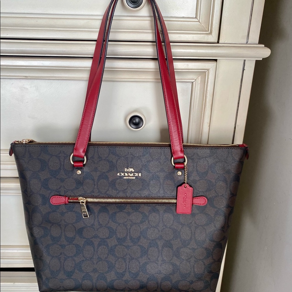 Coach Tote Bag in Brown and Red